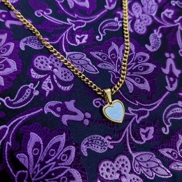 18K Gold Plated Heart Pendant with 18K Gold Miami Cuban Link Chain - Picture 7 of 10